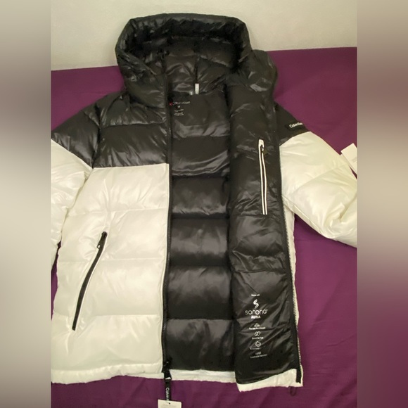 Calvin Klein Sorona Aura Black And White Puffer Coat - Picture 9 of 11